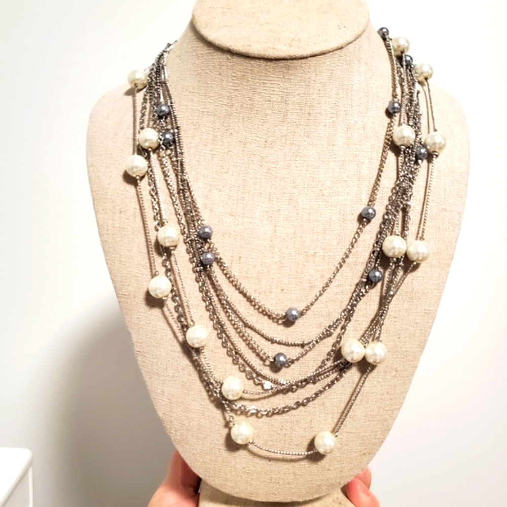 Statement Set Multi-Layer Necklace And Earrings - image 3